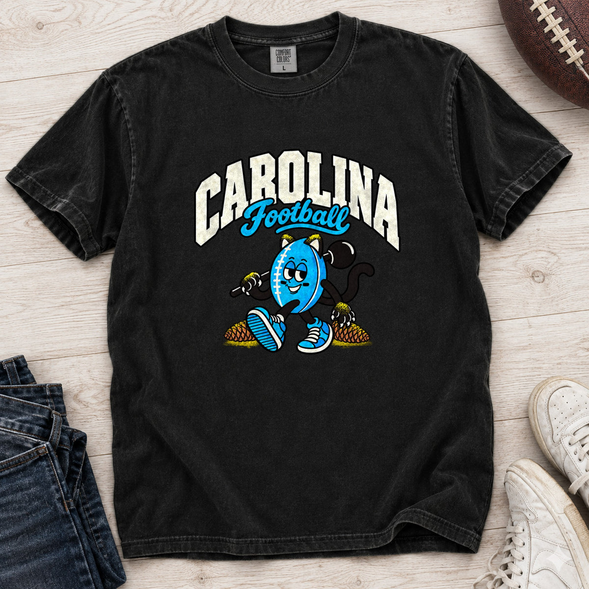 Carolina Football Retro Mascot T-Shirt in Comfort Colors Black