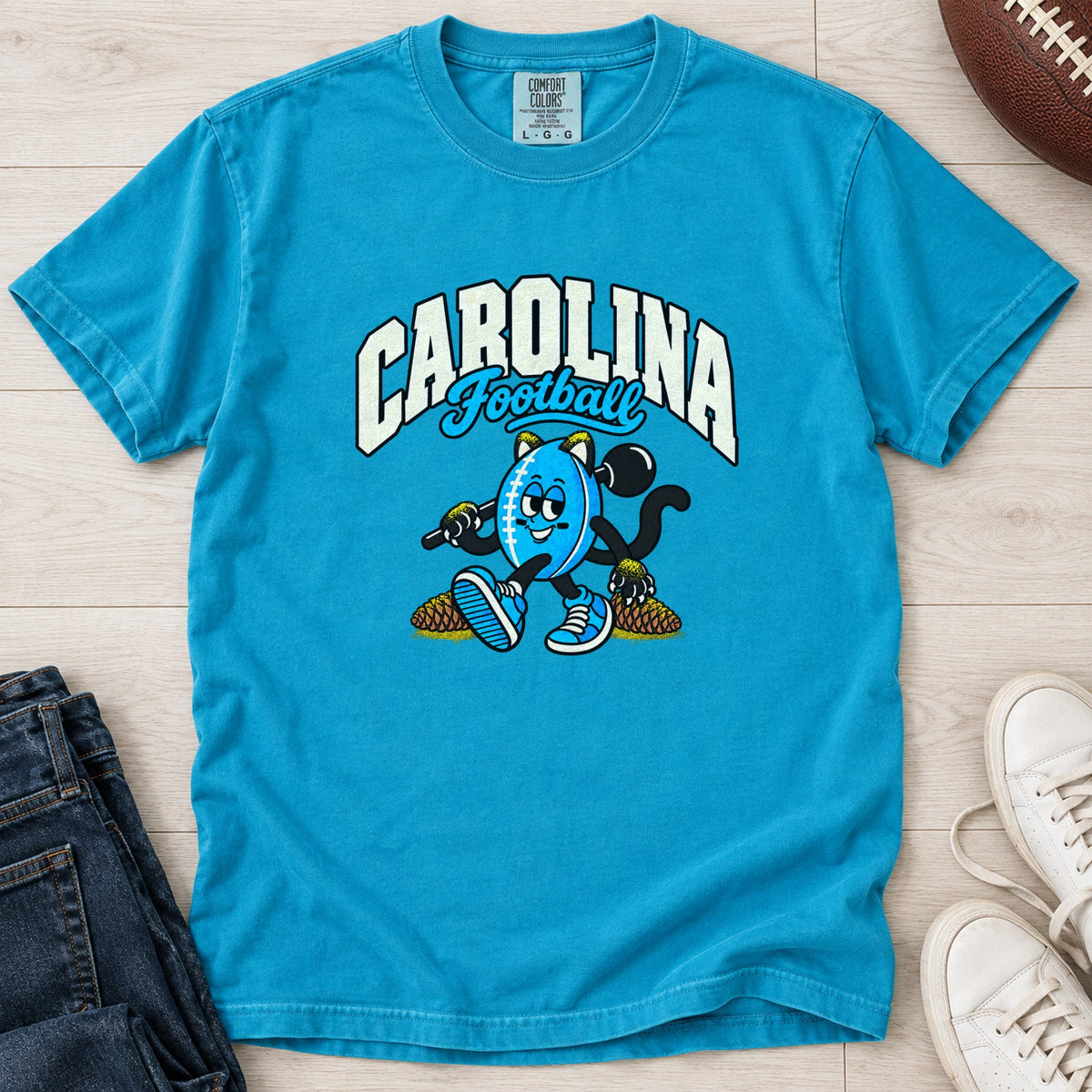 Carolina Football Retro Mascot T-Shirt in Comfort Colors Sapphire