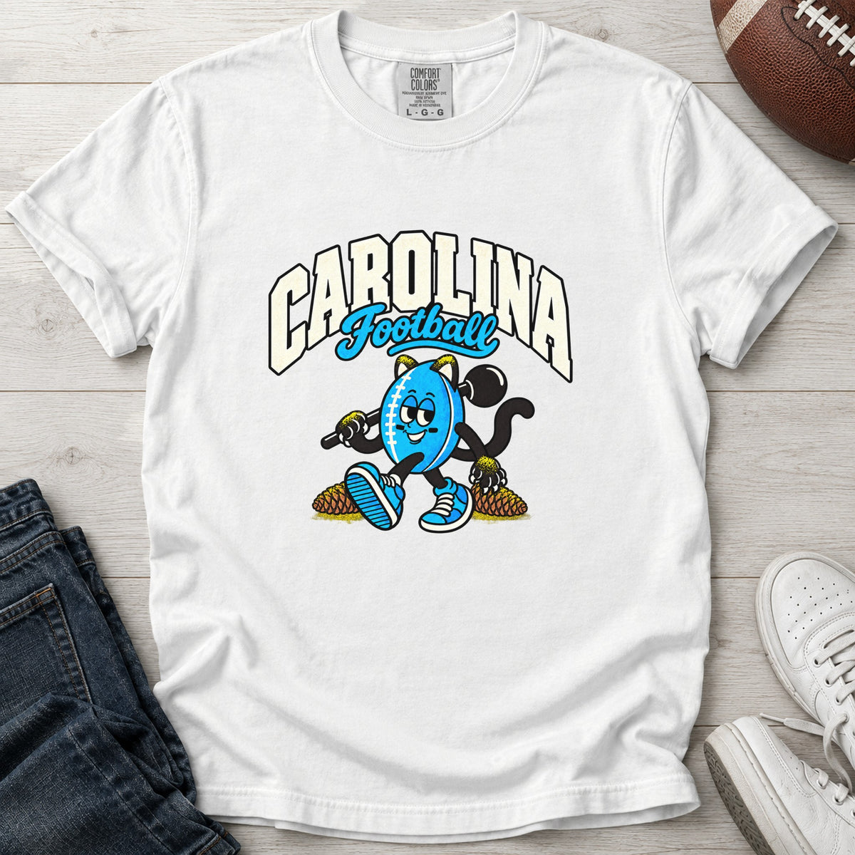 Carolina Football Retro Mascot T-Shirt in Comfort Colors White