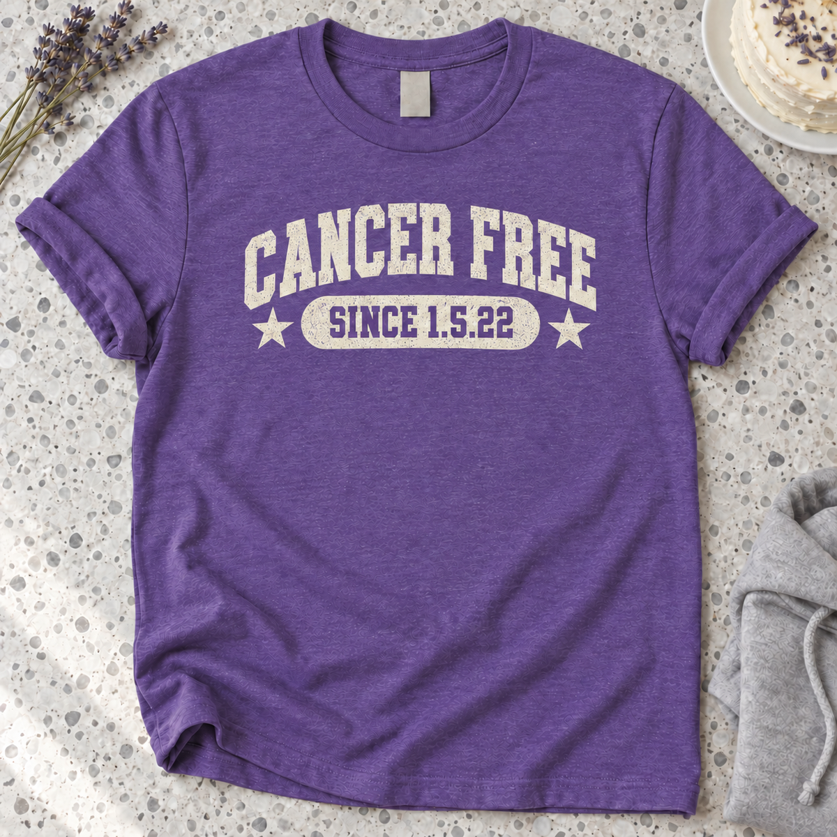 Cancer Free Date Shirt — Heather Purple