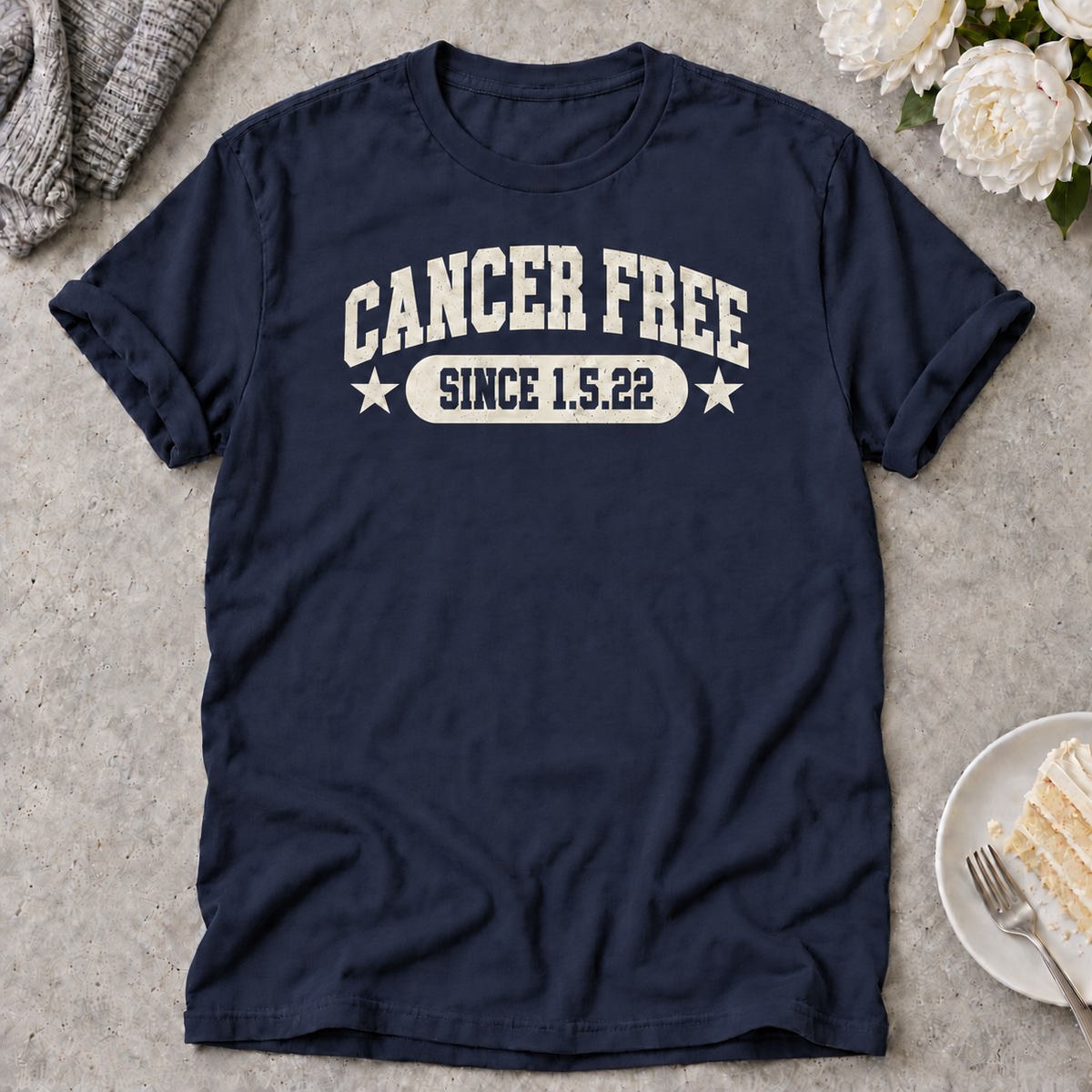 Cancer Free Date Shirt — Navy