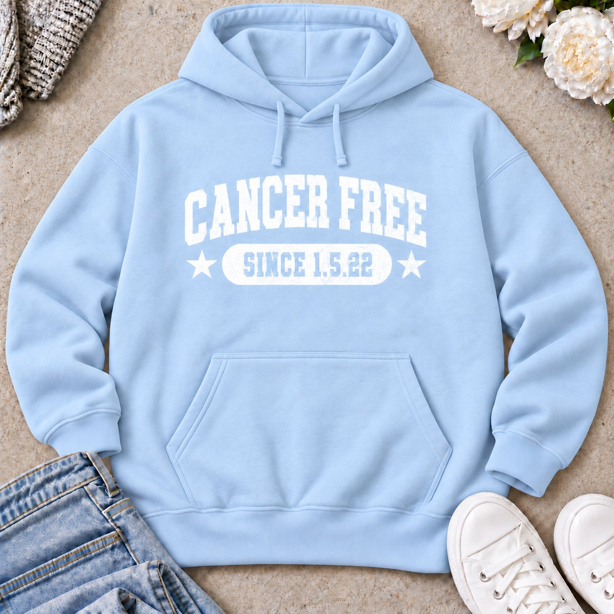 Personalized Cancer Free Celebration Hoodie — Light Blue
