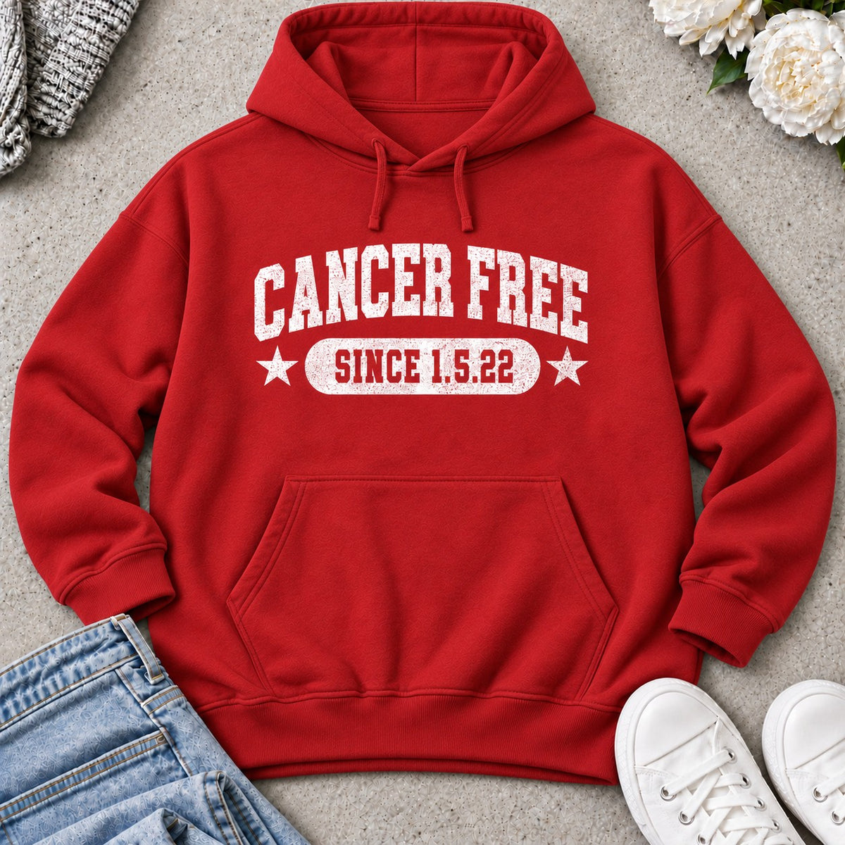 Personalized Cancer Free Celebration Hoodie — Red