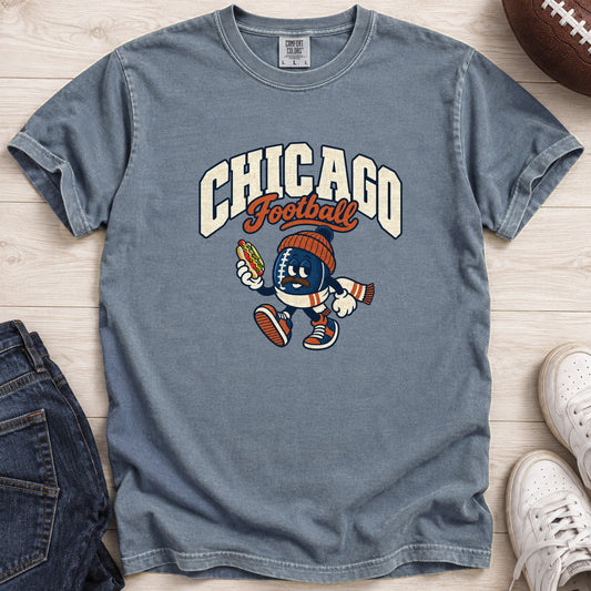 Chicago Football Retro Mascot T-Shirt in Comfort Colors Blue Jean
