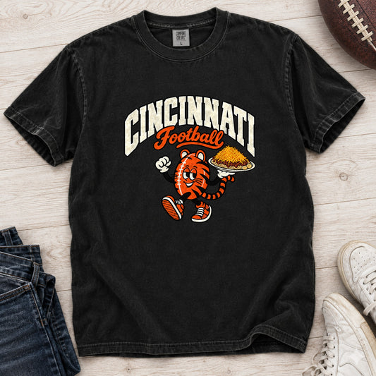 Cincinnati Football Retro Mascot T-Shirt in Comfort Colors Black