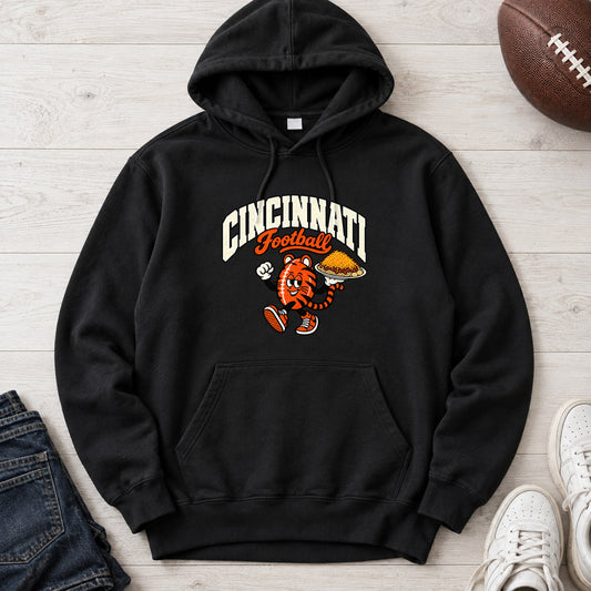 Cincinnati Football Retro Mascot Hoodie in Black