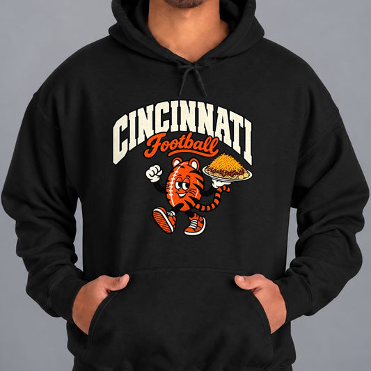 Cincinnati Football Retro Mascot Hoodie in Black