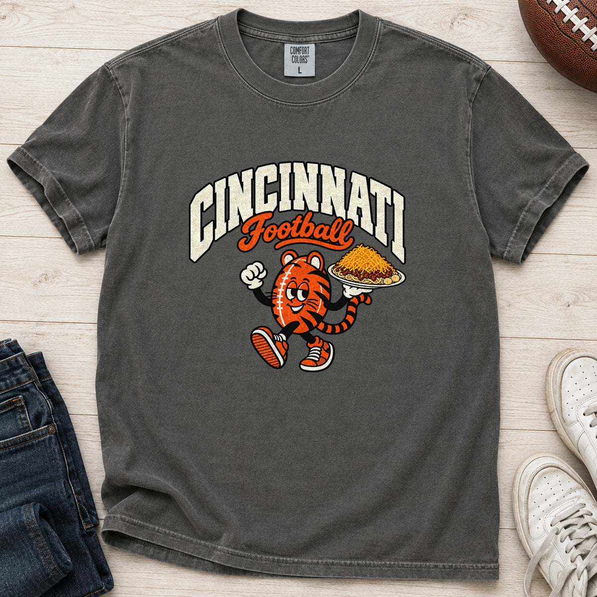 Cincinnati Football Retro Mascot T-Shirt in Comfort Colors Pepper
