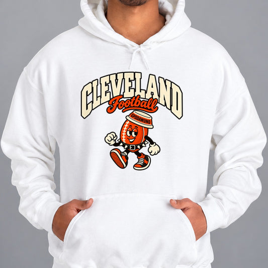 Cleveland Football Retro Mascot Hoodie in White