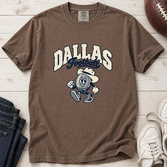 Dallas Football Retro Mascot T-Shirt in Comfort Colors Espresso