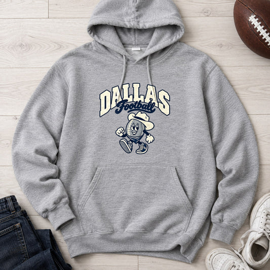Dallas Football Retro Mascot Hoodie in Sport Grey