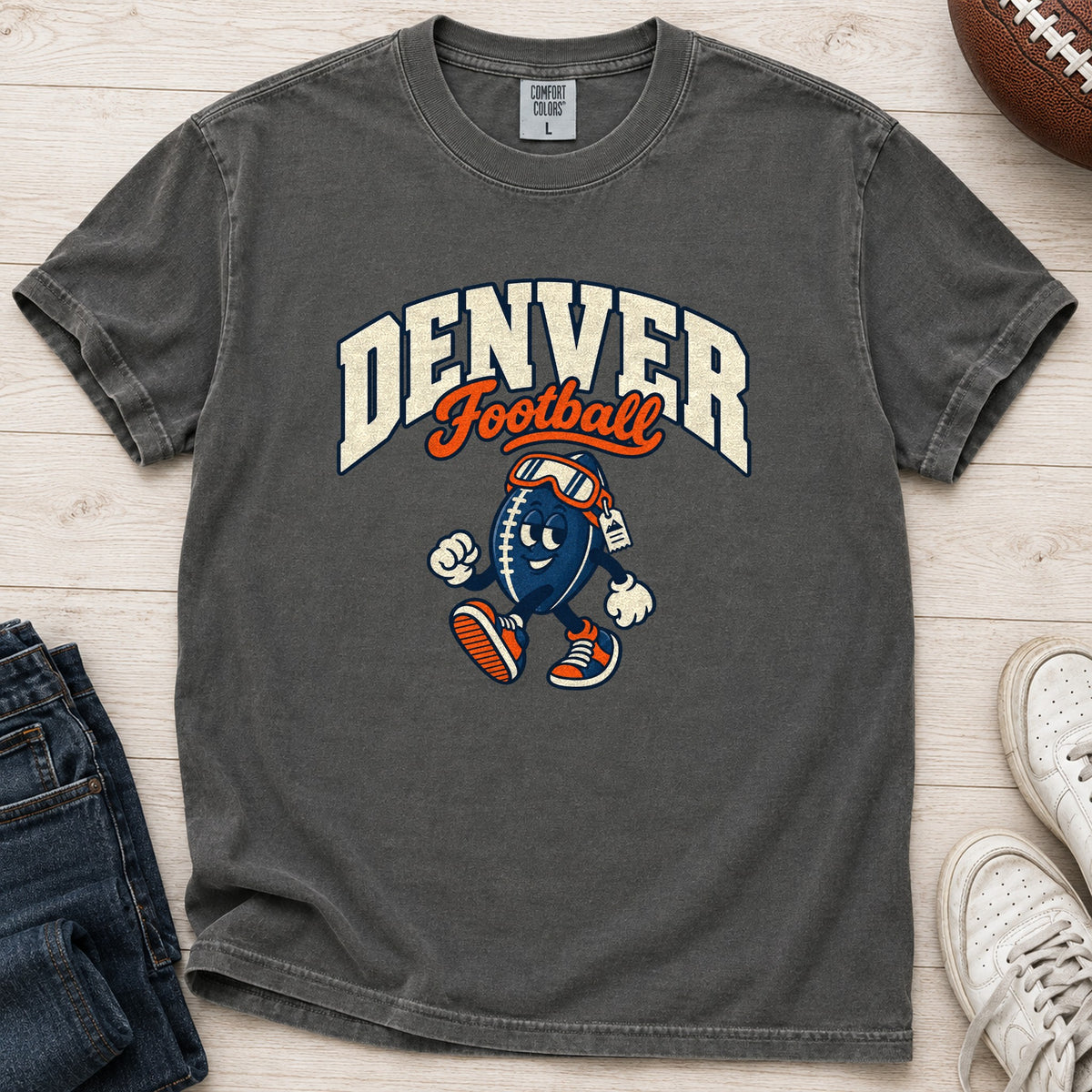 Denver Football Retro Mascot T-Shirt in Comfort Colors Pepper