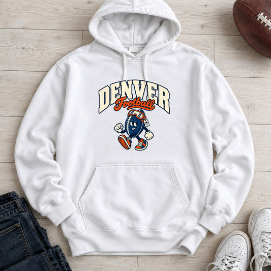 Denver Football Retro Mascot Hoodie in White