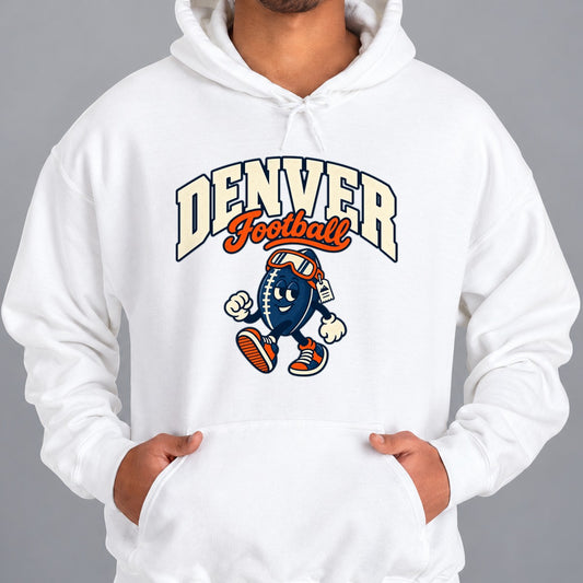 Denver Football Retro Mascot Hoodie in White