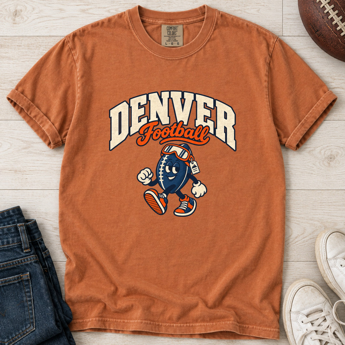 Denver Football Retro Mascot T-Shirt in Comfort Colors Yam