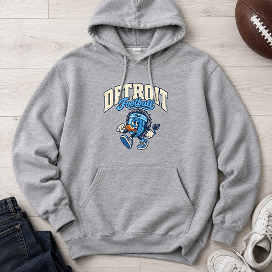Detroit Football Retro Mascot Hoodie in Sport Grey
