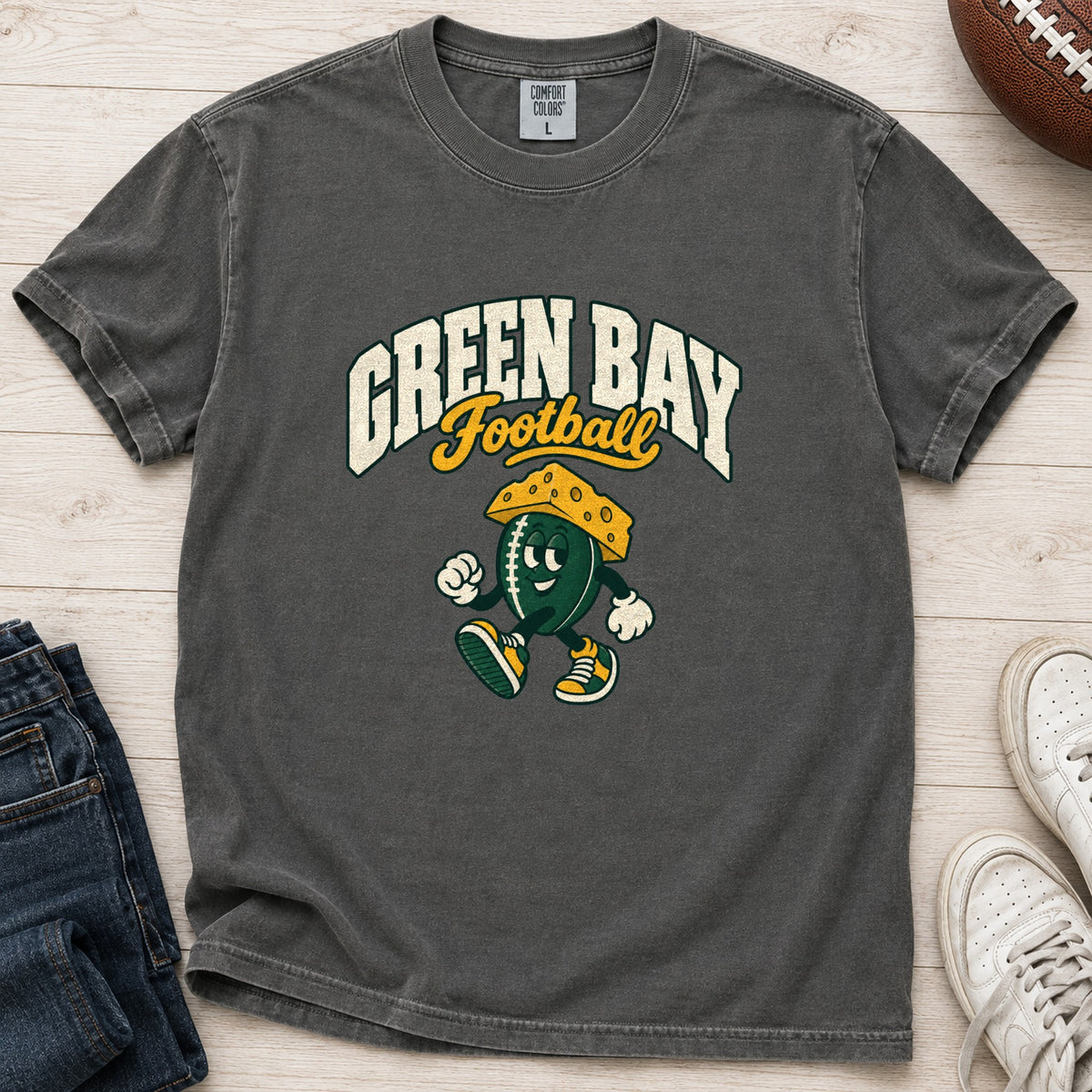 Green Bay Football Retro Mascot T-Shirt in Comfort Colors Pepper