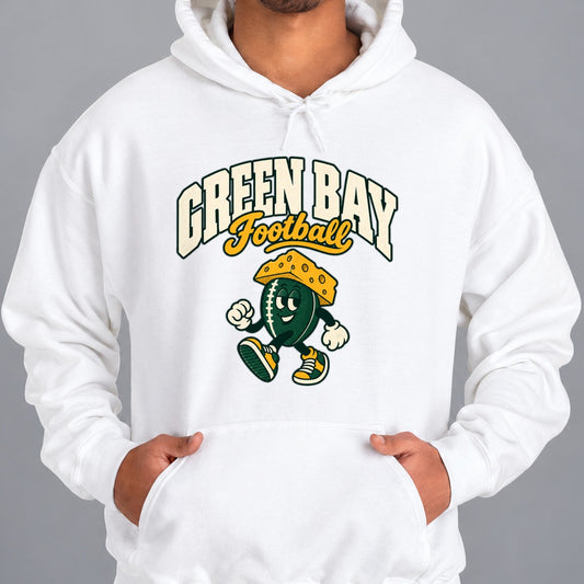 Green Bay Football Retro Mascot Hoodie in White