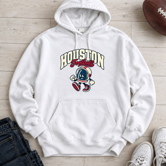 Houston Football Retro Mascot Hoodie in White