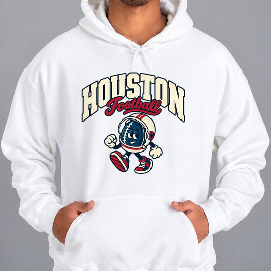 Houston Football Retro Mascot Hoodie in White