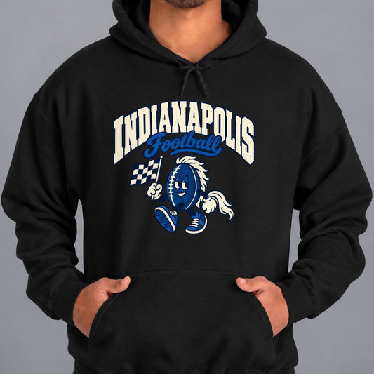 Indianapolis Football Retro Mascot Hoodie in Black