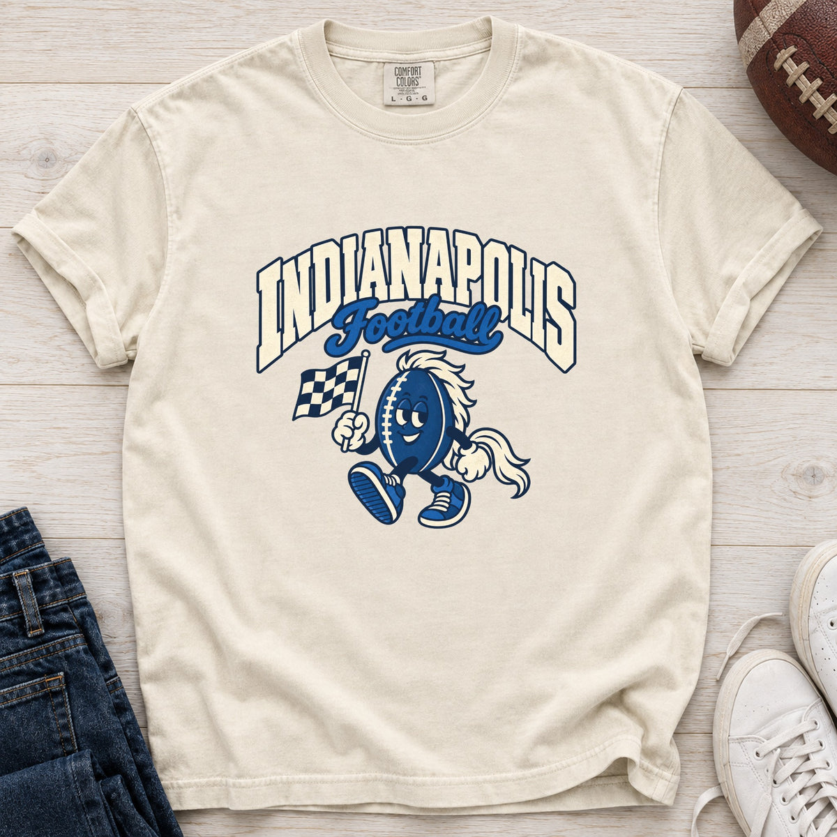 Indianapolis Football Retro Mascot T-Shirt in Comfort Colors Ivory