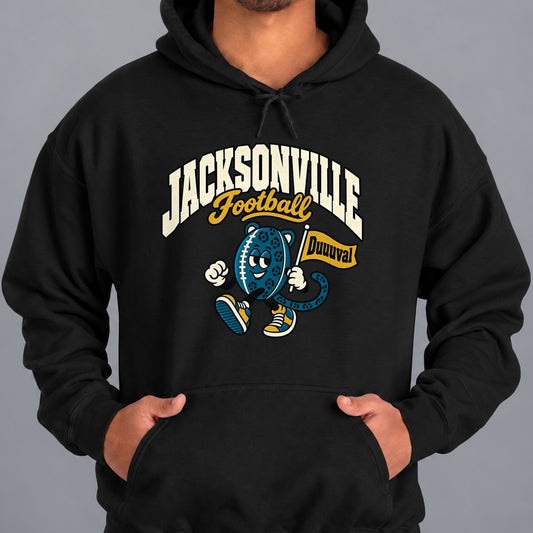 Jacksonville Football Retro Mascot Hoodie in Black
