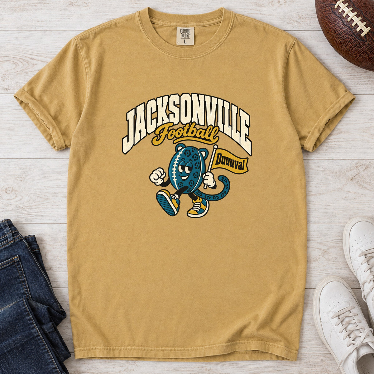 Jacksonville Football Retro Mascot T-Shirt in Comfort Colors Mustard