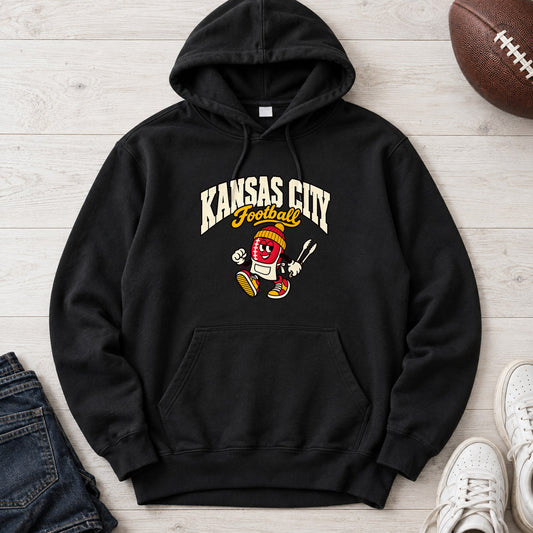 Kansas City Football Retro Mascot Hoodie in Black