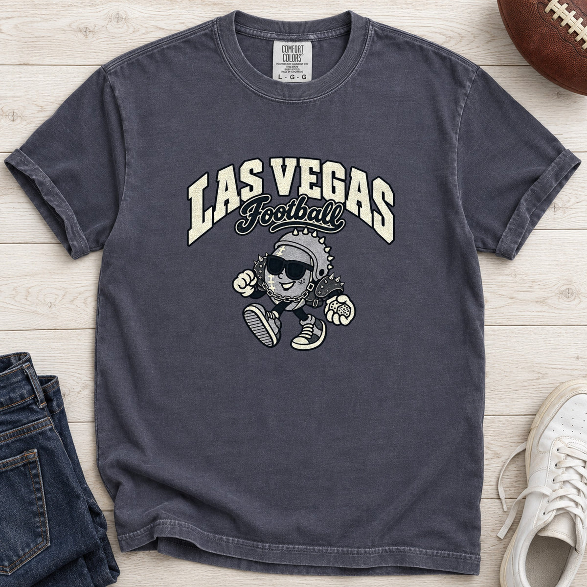 Las Vegas Football Retro Mascot T-Shirt in Comfort Colors Navy