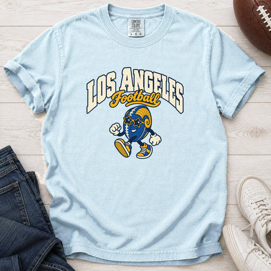 Los Angeles Football Star Shades Retro Mascot T-Shirt in Comfort Colors Chambray