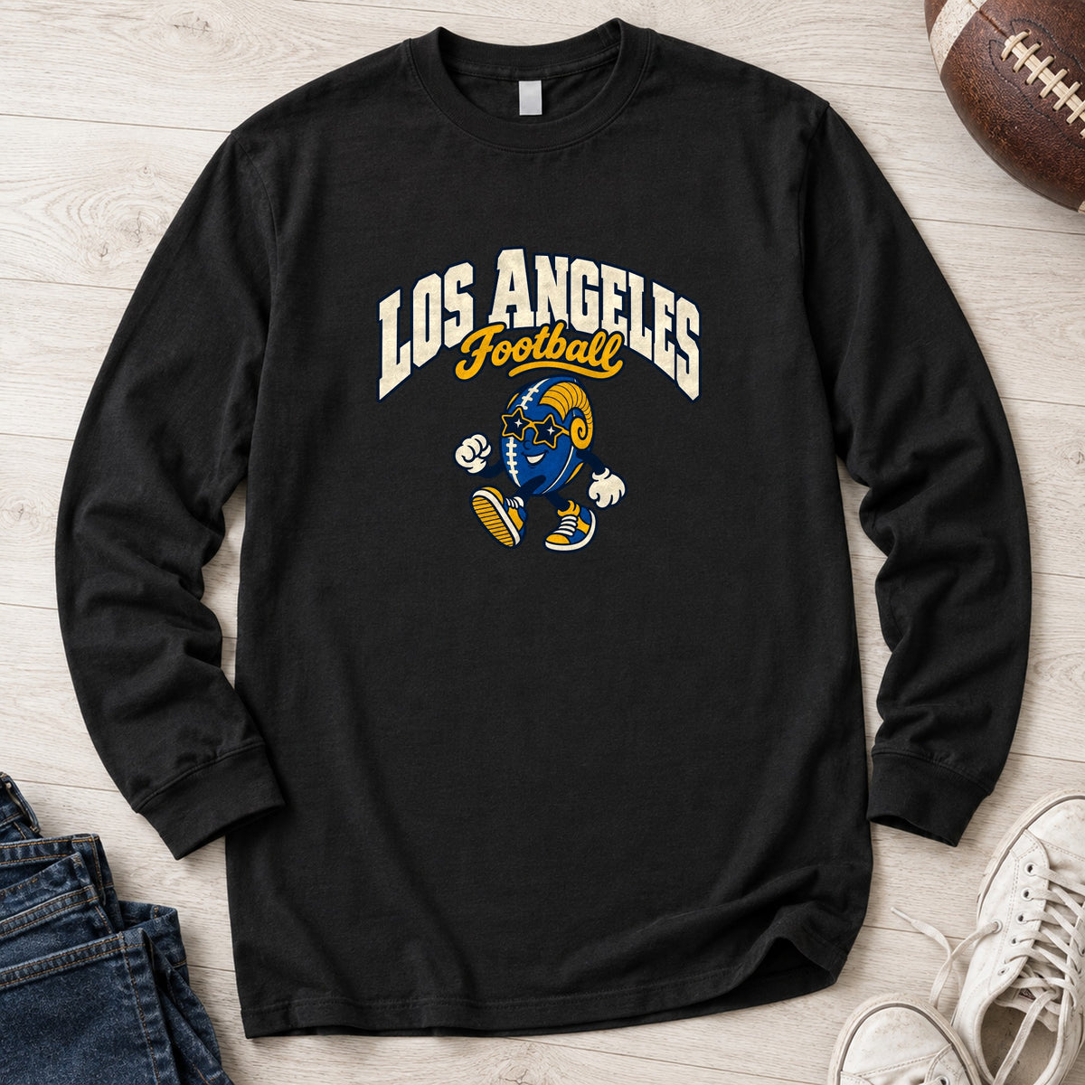Los Angeles Football Star Shades Retro Mascot Long Sleeve in Black