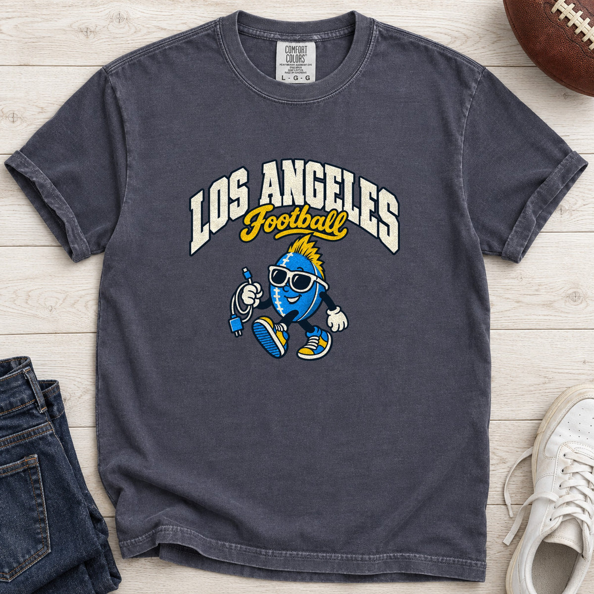 Los Angeles Football Charger Cord Retro Mascot T-Shirt in Comfort Colors Navy