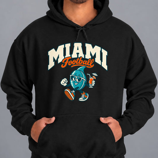 Miami Football Retro Mascot Hoodie in Black