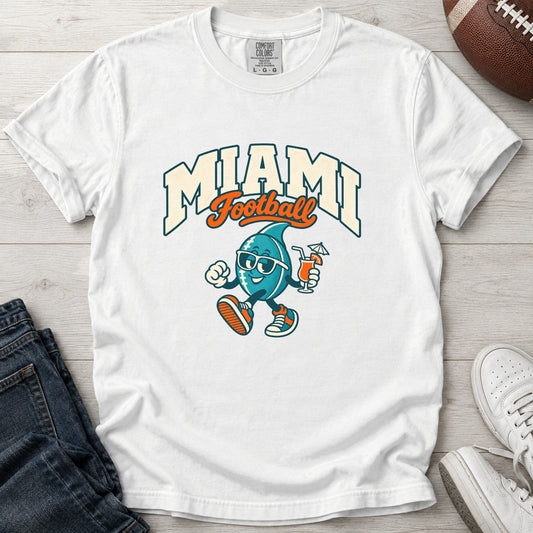 Miami Football Retro Mascot T-Shirt in Comfort Colors White