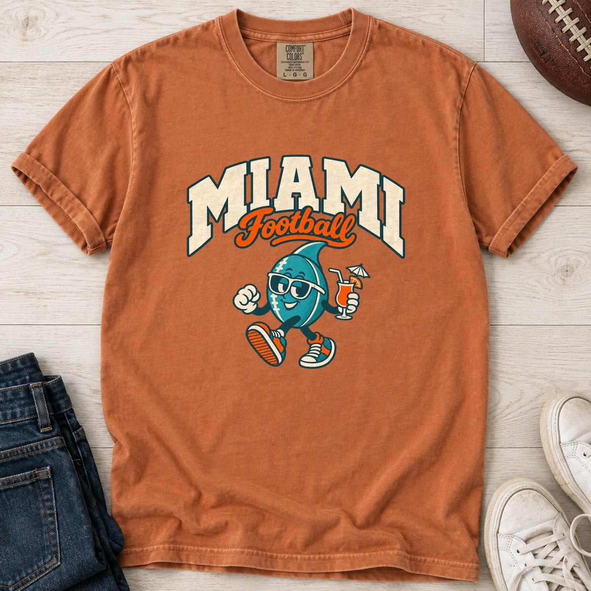 Miami Football Retro Mascot T-Shirt in Comfort Colors Yam