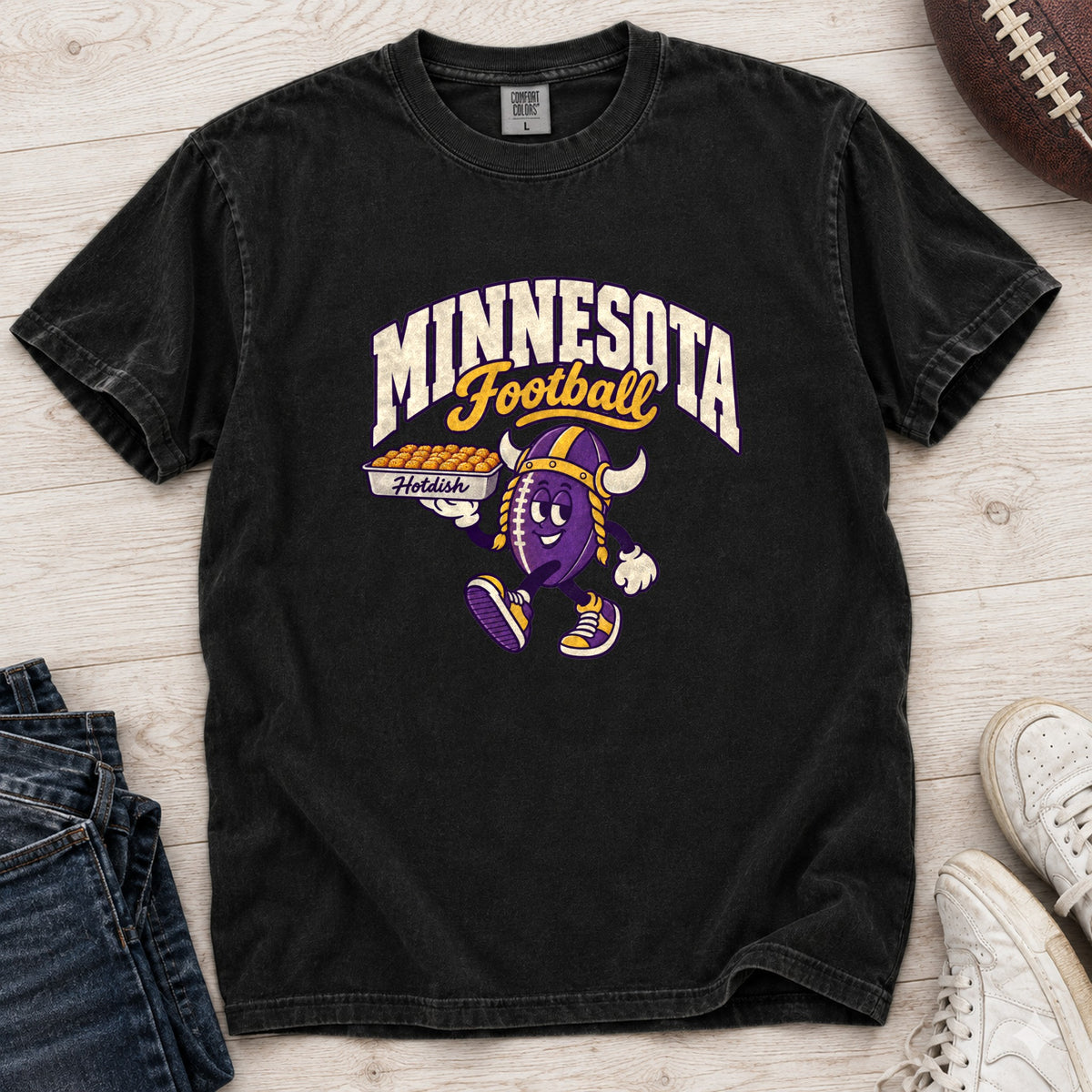 Minnesota Football Retro Mascot T-Shirt in Comfort Colors Black