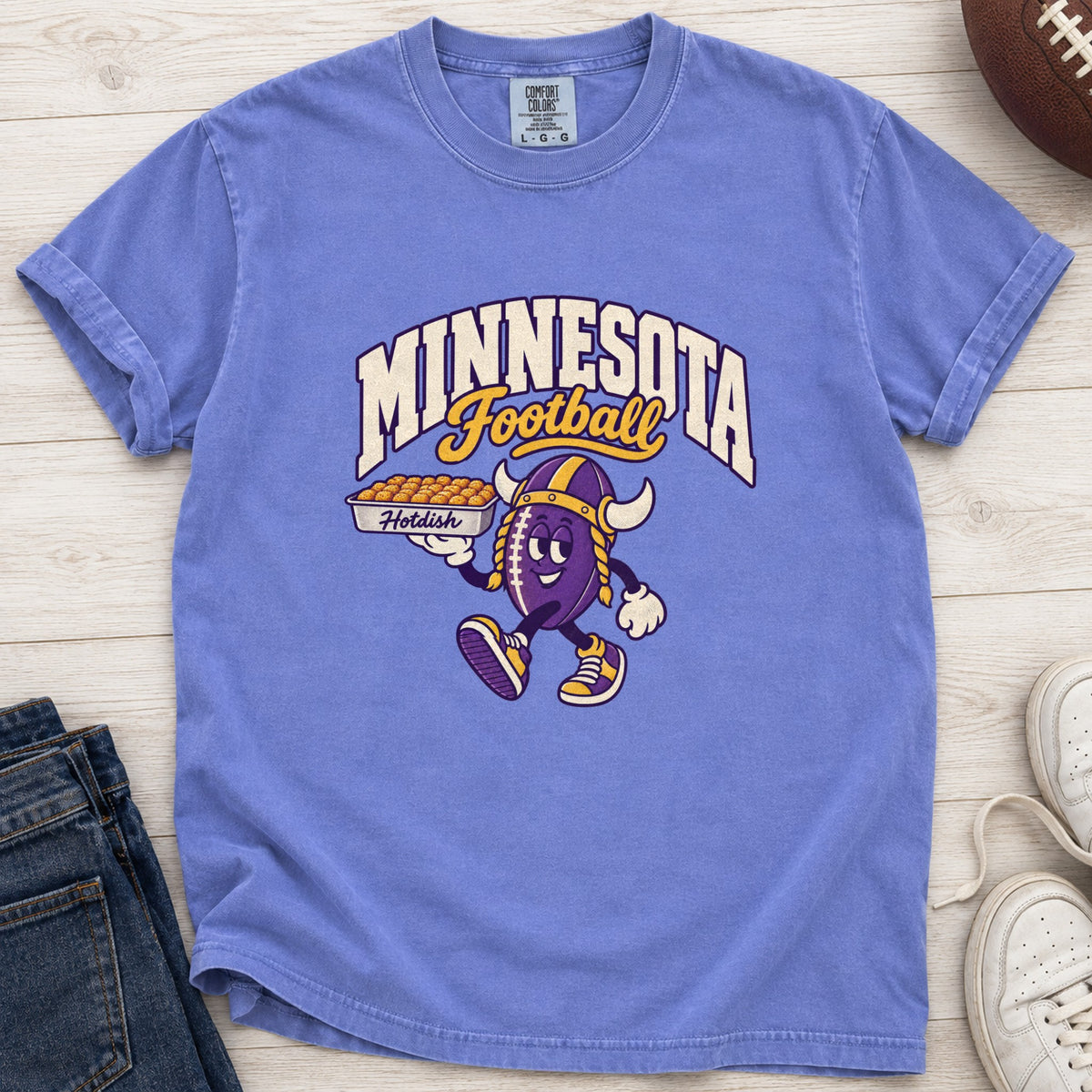 Minnesota Football Retro Mascot T-Shirt in Comfort Colors Flo Blue