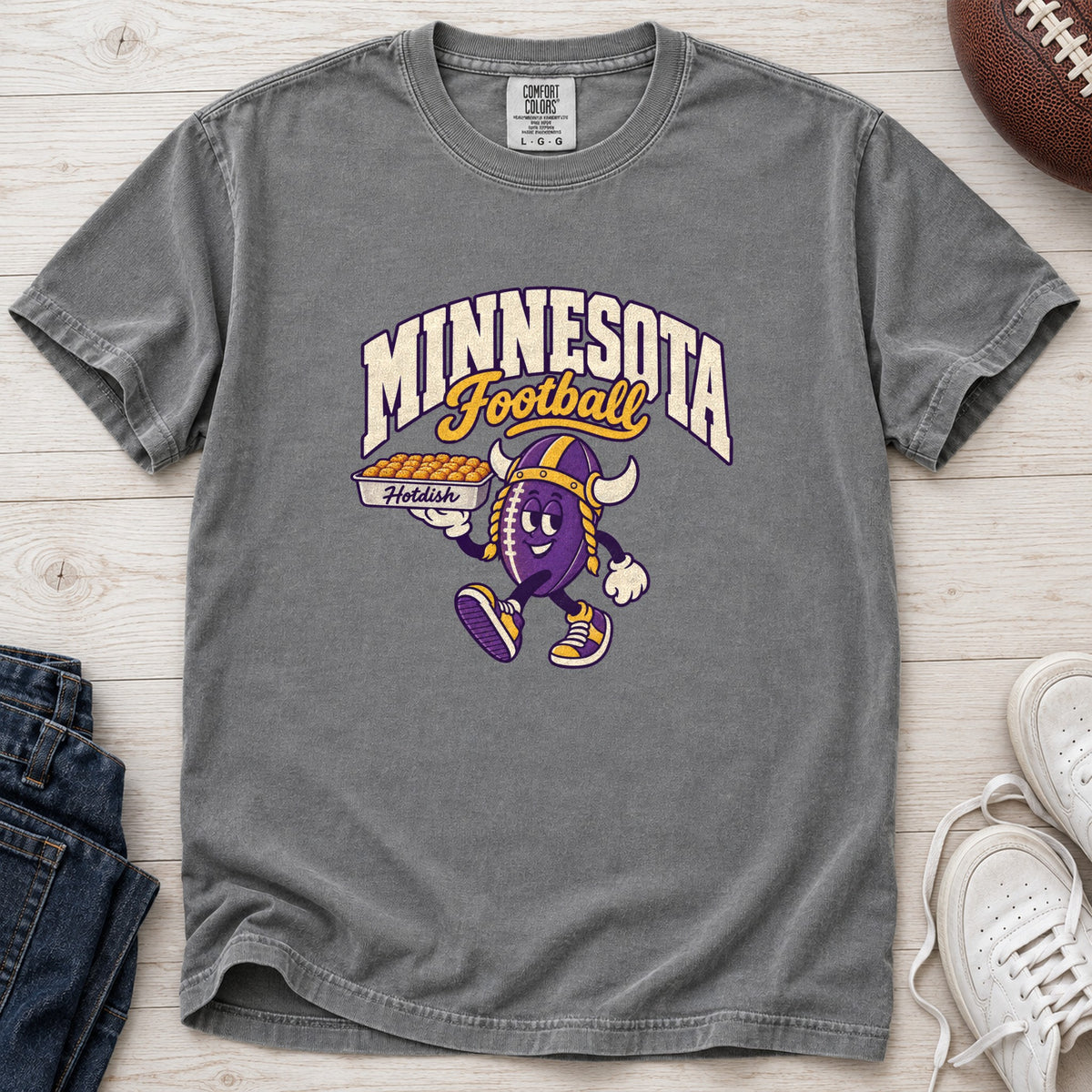 Minnesota Football Retro Mascot T-Shirt in Comfort Colors Grey
