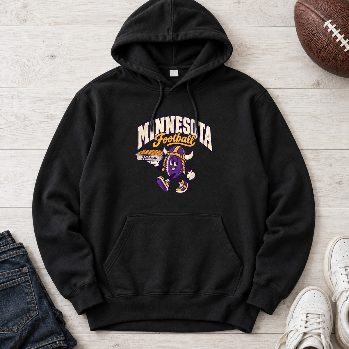 Minnesota Football Retro Mascot Hoodie in Black