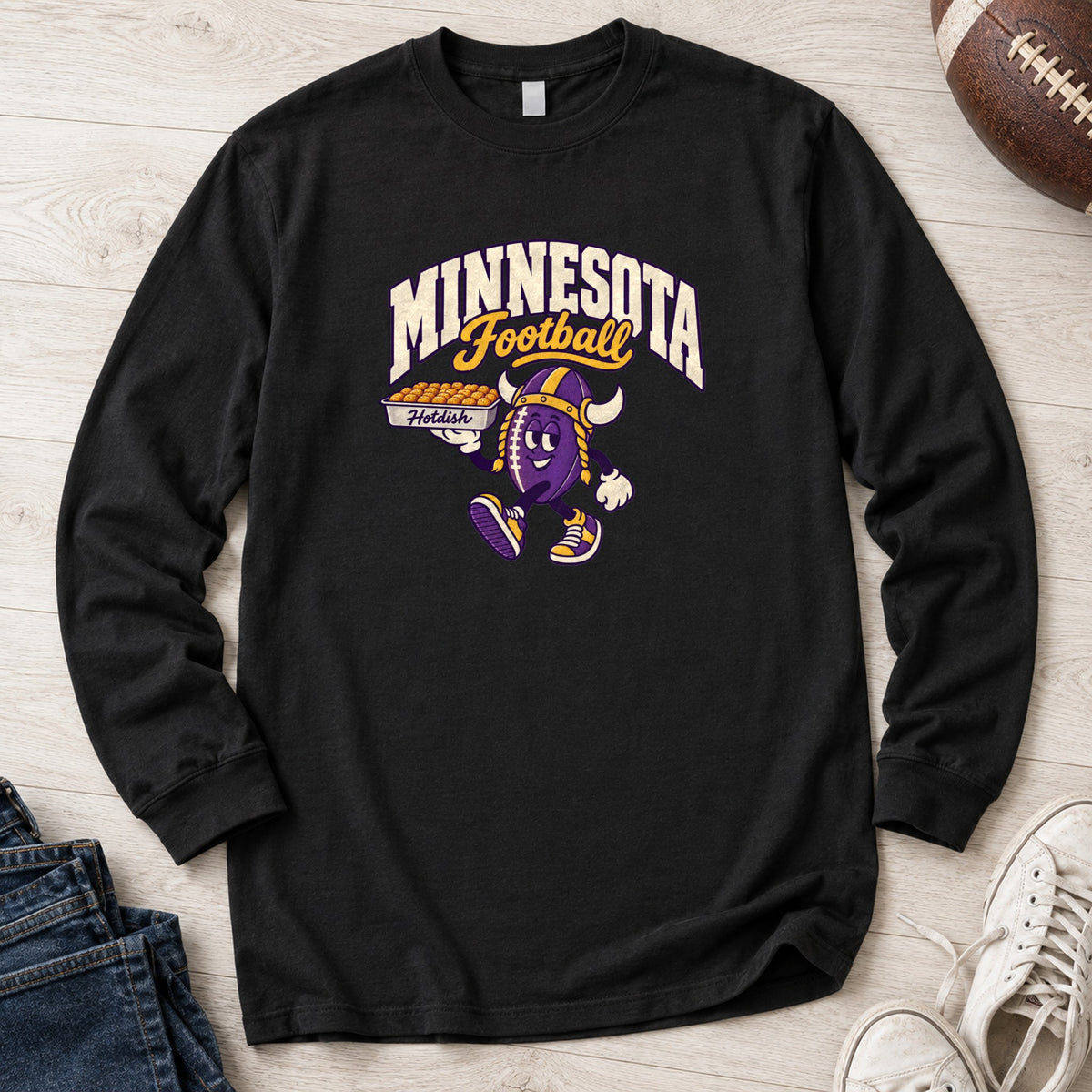 Minnesota Football Retro Mascot Long Sleeve in Black