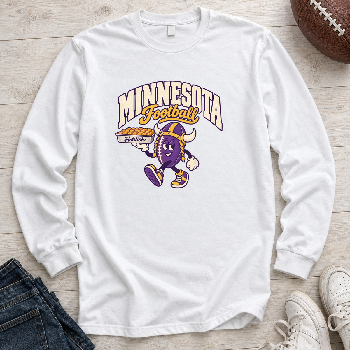 Minnesota Football Retro Mascot Long Sleeve in White