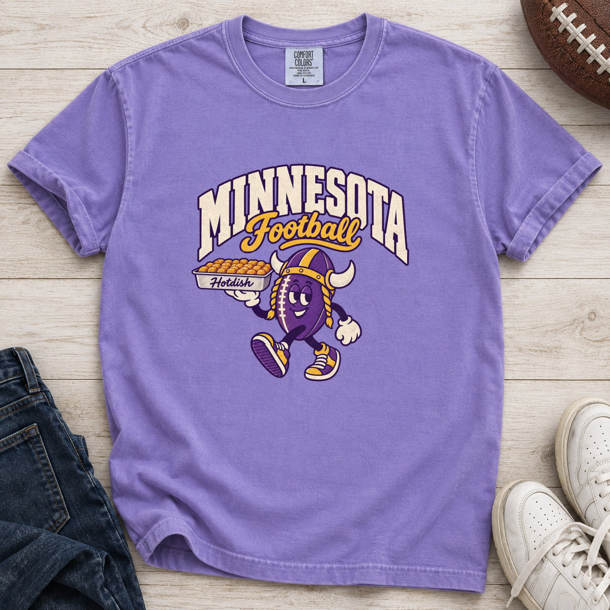 Minnesota Football Retro Mascot T-Shirt in Comfort Colors Violet