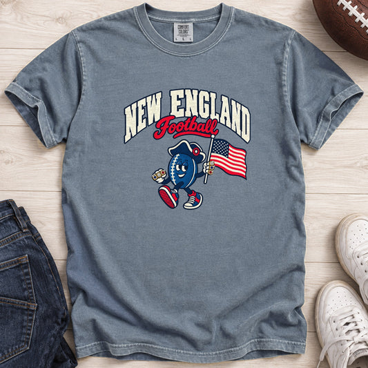New England Football Retro Mascot T-Shirt in Comfort Colors Blue Jean