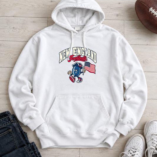 New England Football Retro Mascot Hoodie in White