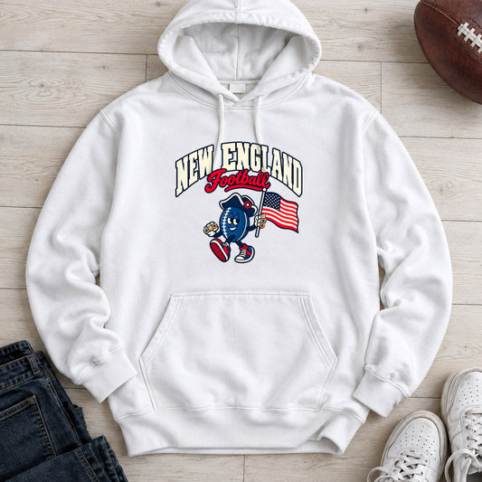 New England Football Retro Mascot Hoodie in White