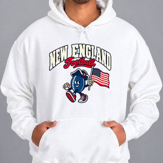 New England Football Retro Mascot Hoodie in White