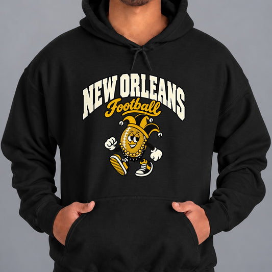 New Orleans Football Retro Mascot Hoodie in Black