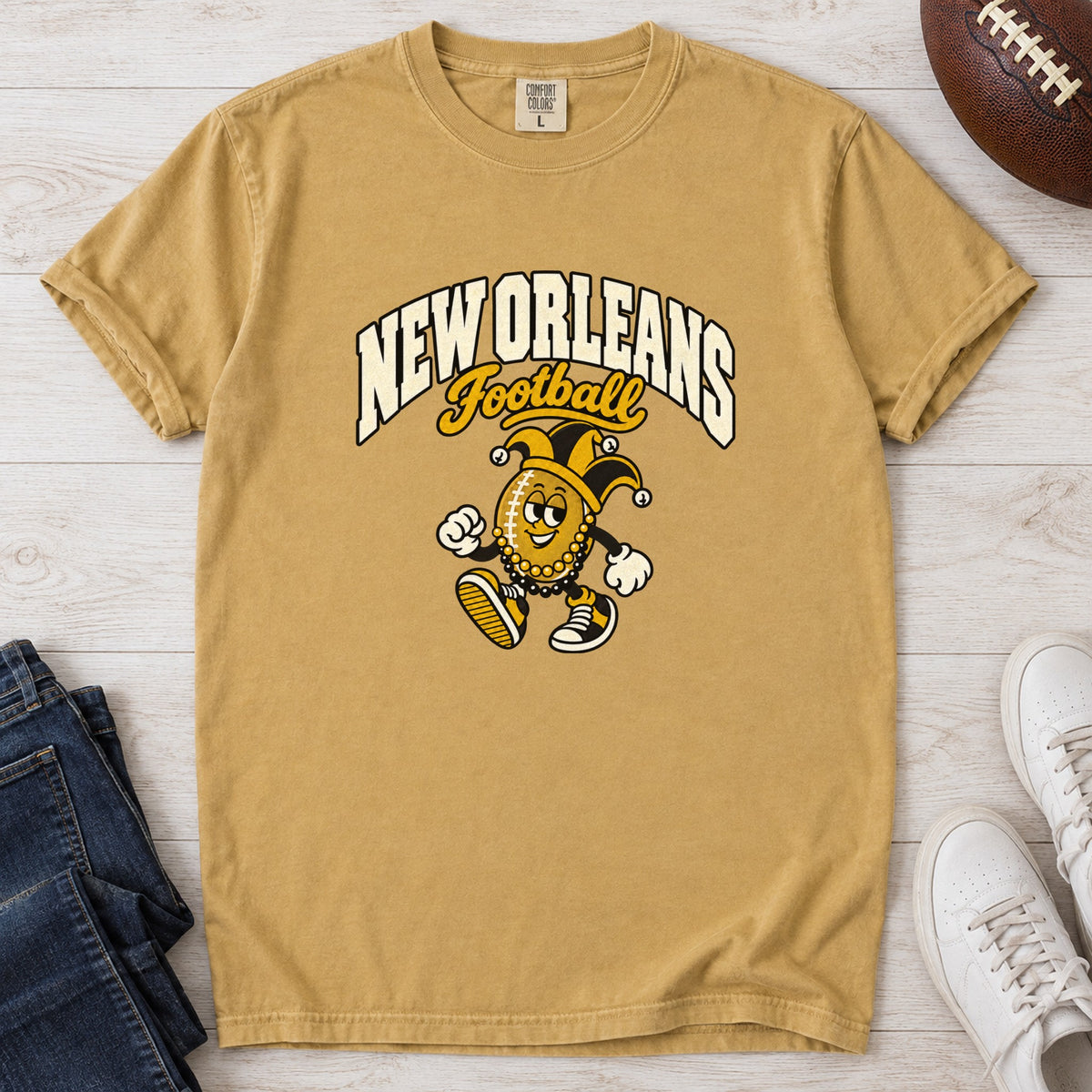 New Orleans Football Retro Mascot T-Shirt in Comfort Colors Mustard