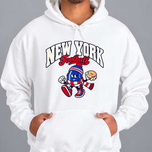 New York Football Bagel Retro Mascot Hoodie in White
